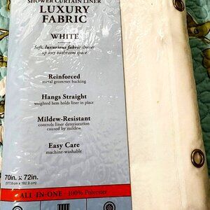 Home Classics white shower curtain liner, 70"x72", polyester material